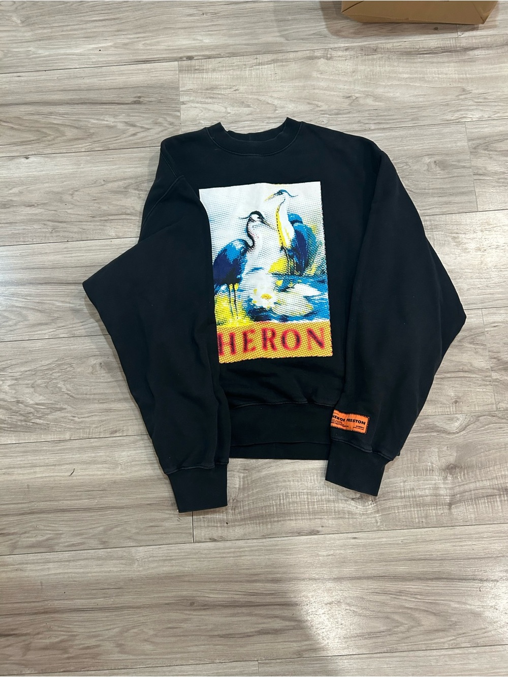 Final Sale Heron Graphic Crewneck Sweatshirt - Black